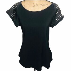 Express Satin short sleeve blouse with gold studs